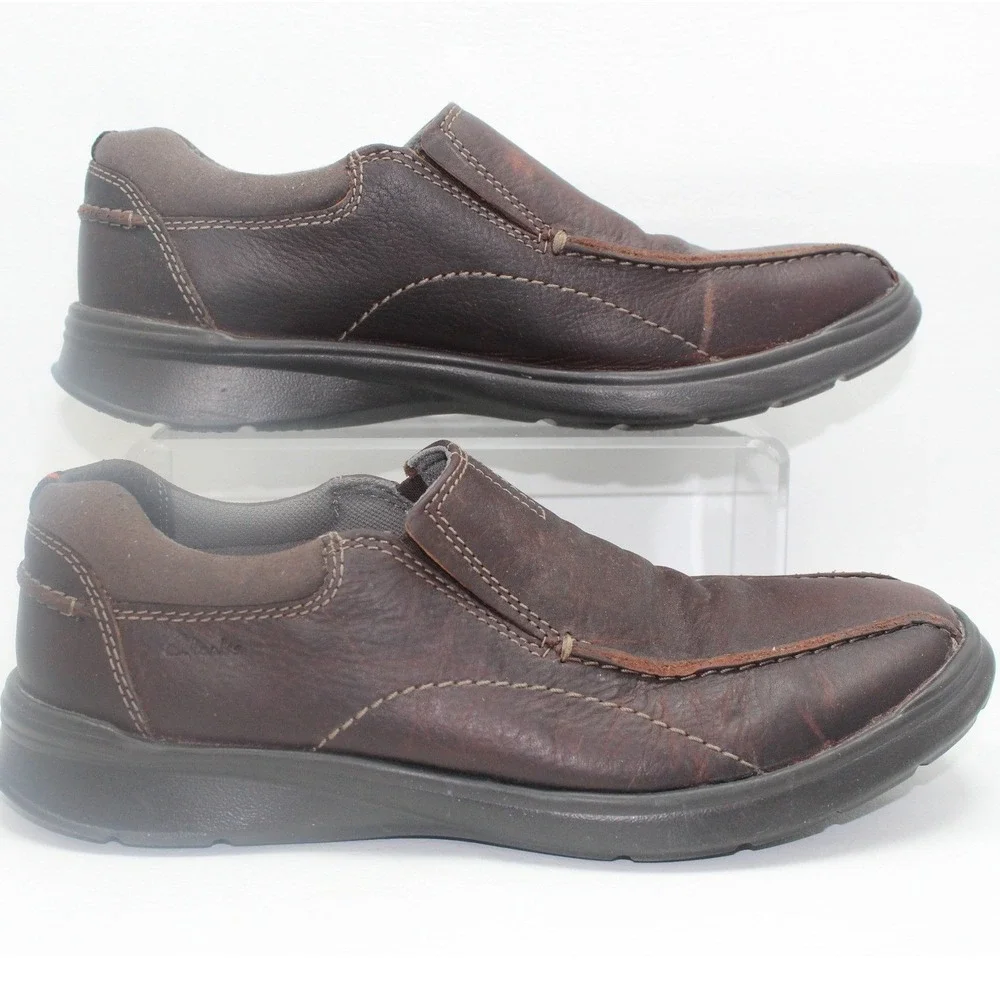 Clarks Collection Mens Brown Leather Slip On Loafers 261196147085 Size 9.5 M